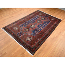 Load image into Gallery viewer, 6&#39;8&quot;x10&#39;5&quot; Persian Red, New Persian Senneh, Repetitive Peacock Design, Pure Wool, Full Pile, Hand Knotted, Oriental Rug FWR525558