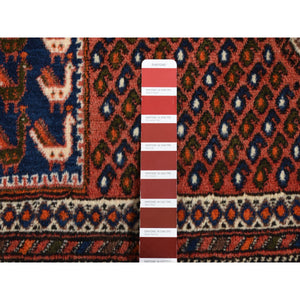 6'8"x10'5" Persian Red, New Persian Senneh, Repetitive Peacock Design, Pure Wool, Full Pile, Hand Knotted, Oriental Rug FWR525558