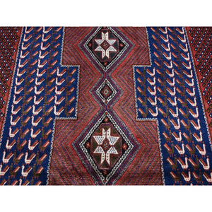 6'8"x10'5" Persian Red, New Persian Senneh, Repetitive Peacock Design, Pure Wool, Full Pile, Hand Knotted, Oriental Rug FWR525558