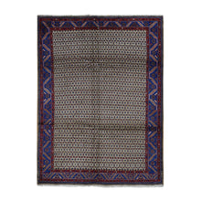 Load image into Gallery viewer, 6&#39;8&quot;x9&#39;1&quot; Khaki Brown, New Persian Serab, Trellis All Over Design, Camel Hair, Pure Wool, Hand Knotted, Oriental Rug FWR525570