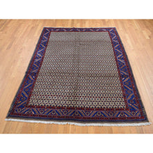 Load image into Gallery viewer, 6&#39;8&quot;x9&#39;1&quot; Khaki Brown, New Persian Serab, Trellis All Over Design, Camel Hair, Pure Wool, Hand Knotted, Oriental Rug FWR525570