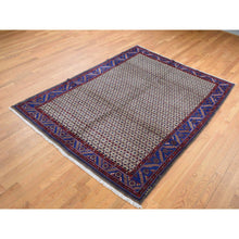 Load image into Gallery viewer, 6&#39;8&quot;x9&#39;1&quot; Khaki Brown, New Persian Serab, Trellis All Over Design, Camel Hair, Pure Wool, Hand Knotted, Oriental Rug FWR525570