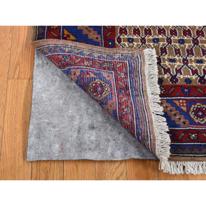 6'8"x9'1" Khaki Brown, New Persian Serab, Trellis All Over Design, Camel Hair, Pure Wool, Hand Knotted, Oriental Rug FWR525570