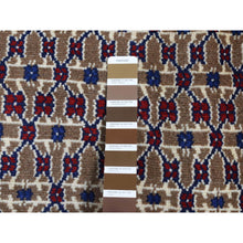 Load image into Gallery viewer, 6&#39;8&quot;x9&#39;1&quot; Khaki Brown, New Persian Serab, Trellis All Over Design, Camel Hair, Pure Wool, Hand Knotted, Oriental Rug FWR525570