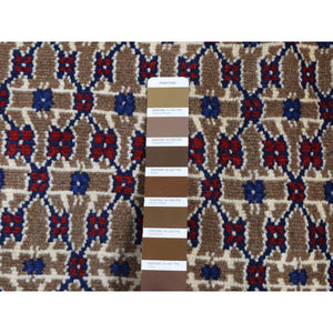 6'8"x9'1" Khaki Brown, New Persian Serab, Trellis All Over Design, Camel Hair, Pure Wool, Hand Knotted, Oriental Rug FWR525570