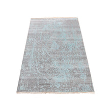 Load image into Gallery viewer, 3&#39;x4&#39;10&quot; Turquoise Green, Broken Persian Design, Wool and Silk, Hand Knotted, Oriental Rug FWR525612