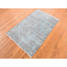 Load image into Gallery viewer, 3&#39;x4&#39;10&quot; Turquoise Green, Broken Persian Design, Wool and Silk, Hand Knotted, Oriental Rug FWR525612