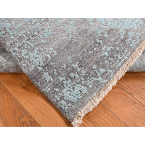 3'x4'10" Turquoise Green, Broken Persian Design, Wool and Silk, Hand Knotted, Oriental Rug FWR525612