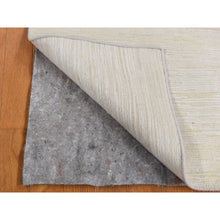 Load image into Gallery viewer, 3&#39;x5&#39; Ivory, Silk with Textured Wool, Tone on Tone Striae Design, Hand Knotted, Oriental Rug FWR525624