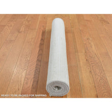 Load image into Gallery viewer, 3&#39;x5&#39; Ivory, Silk with Textured Wool, Tone on Tone Striae Design, Hand Knotted, Oriental Rug FWR525624