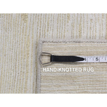 Load image into Gallery viewer, 3&#39;x5&#39; Ivory, Silk with Textured Wool, Tone on Tone Striae Design, Hand Knotted, Oriental Rug FWR525624