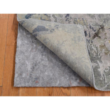 Load image into Gallery viewer, 3&#39;x5&#39; Battleship Gray, Abstract Paint Brush Strokes Design, Wool and Silk, Hand Knotted, Oriental Rug FWR525642