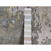 Load image into Gallery viewer, 3&#39;x5&#39; Battleship Gray, Abstract Paint Brush Strokes Design, Wool And Silk, Hand Knotted, Oriental Rug FWR525642