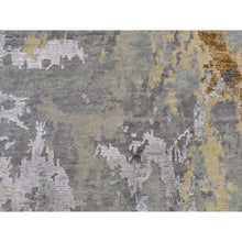 Load image into Gallery viewer, 3&#39;x5&#39; Battleship Gray, Abstract Paint Brush Strokes Design, Wool And Silk, Hand Knotted, Oriental Rug FWR525642