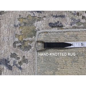 3'x5' Battleship Gray, Abstract Paint Brush Strokes Design, Wool and Silk, Hand Knotted, Oriental Rug FWR525642