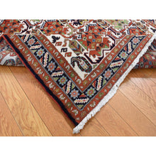 Load image into Gallery viewer, 3&#39;10&quot;x5&#39;10&quot; Ivory, New Persian Ardabil With Block Design, Pure Wool, Hand Knotted, Oriental Rug FWR525648