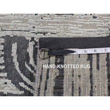 Load image into Gallery viewer, 3&#39;x5&#39;6&quot; Gainsboro Gray, The Cane, Pure Silk With Textured Wool, Da Cane, Hand Knotted, Oriental Rug FWR525654