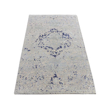 Load image into Gallery viewer, 3&#39;x4&#39;10&quot; Powder Blue, Diminishing Cypress Trees with Medallion Design, Silk with Textured Wool, Hand Knotted, Oriental Rug FWR525660