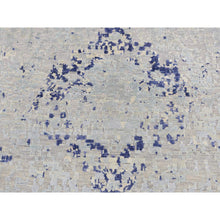 Load image into Gallery viewer, 3&#39;x4&#39;10&quot; Powder Blue, Diminishing Cypress Trees with Medallion Design, Silk with Textured Wool, Hand Knotted, Oriental Rug FWR525660