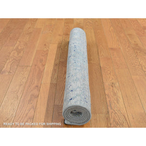 3'x4'10" Powder Blue, Diminishing Cypress Trees with Medallion Design, Silk with Textured Wool, Hand Knotted, Oriental Rug FWR525660