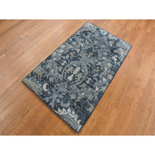 Load image into Gallery viewer, 3&#39;x5&#39; Arsenic Gray, Hand Knotted, Silk with Textured Wool, Blossom Design, Oriental Rug FWR525672