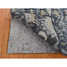 Load image into Gallery viewer, 3&#39;x5&#39; Arsenic Gray, Hand Knotted, Silk with Textured Wool, Blossom Design, Oriental Rug FWR525672