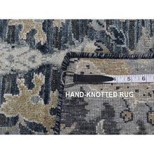 Load image into Gallery viewer, 3&#39;x5&#39; Arsenic Gray, Hand Knotted, Silk with Textured Wool, Blossom Design, Oriental Rug FWR525672