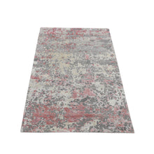 Load image into Gallery viewer, 3&#39;x4&#39;9&quot; Watermelon Pink, Thick and Plush, Abstract Design, Wool and Silk, Hand Knotted, Oriental Rug FWR525684