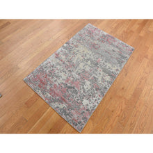 Load image into Gallery viewer, 3&#39;x4&#39;9&quot; Watermelon Pink, Thick and Plush, Abstract Design, Wool and Silk, Hand Knotted, Oriental Rug FWR525684