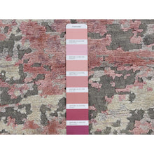 Load image into Gallery viewer, 3&#39;x4&#39;9&quot; Watermelon Pink, Thick And Plush, Abstract Design, Wool And Silk, Hand Knotted, Oriental Rug FWR525684