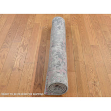 Load image into Gallery viewer, 3&#39;x4&#39;9&quot; Watermelon Pink, Thick And Plush, Abstract Design, Wool And Silk, Hand Knotted, Oriental Rug FWR525684