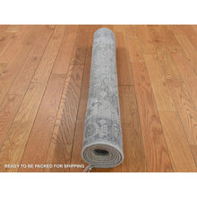 Load image into Gallery viewer, 3&#39;x5&#39;3&quot; Sky Blue, Pure Silk With Textured Wool, Mughal Inspired Medallions Design, Distressed, Hand Knotted, Oriental Rug FWR525690