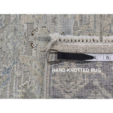 Load image into Gallery viewer, 3&#39;x5&#39;3&quot; Sky Blue, Pure Silk With Textured Wool, Mughal Inspired Medallions Design, Distressed, Hand Knotted, Oriental Rug FWR525690