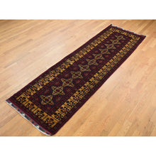 Load image into Gallery viewer, 3&#39;x10&#39;2&quot; Vermilion Red, Afghan Khamyab, Vegetable Dyes, Denser Weave, Shiny Wool, Hand Knotted, Runner Oriental Rug FWR525702