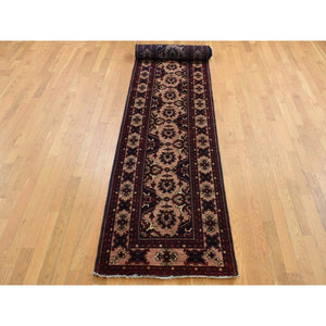 2'10"x18'10" Vermilion Red, Afghan Khamyab, Denser Weave, Shiny Hand Spun Wool, Hand Knotted, Xl Runner Oriental Rug FWR525708