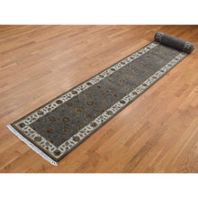 Load image into Gallery viewer, 2&#39;6&quot;x20&#39; Carbon Gray, Rajasthan Design, Wool And Silk, Hand Knotted, Xl Runner Oriental Rug FWR525714