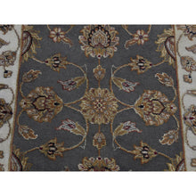 Load image into Gallery viewer, 2&#39;6&quot;x20&#39; Carbon Gray, Rajasthan Design, Wool And Silk, Hand Knotted, Xl Runner Oriental Rug FWR525714