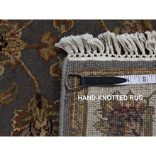 Load image into Gallery viewer, 2&#39;6&quot;x20&#39; Carbon Gray, Rajasthan Design, Wool And Silk, Hand Knotted, Xl Runner Oriental Rug FWR525714