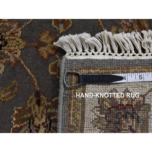2'6"x20' Carbon Gray, Rajasthan Design, Wool And Silk, Hand Knotted, Xl Runner Oriental Rug FWR525714