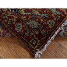 Load image into Gallery viewer, 2&#39;7&quot;x17&#39;7&quot; Brick Red, Antiqued Heriz, Hand Spun New Zealand Wool, Hand Knotted, Xl Runner Oriental Rug FWR525738