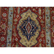 Load image into Gallery viewer, 2&#39;7&quot;x17&#39;7&quot; Brick Red, Antiqued Heriz, Hand Spun New Zealand Wool, Hand Knotted, XL Runner Oriental Rug FWR525738