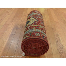 Load image into Gallery viewer, 2&#39;7&quot;x17&#39;7&quot; Brick Red, Antiqued Heriz, Hand Spun New Zealand Wool, Hand Knotted, Xl Runner Oriental Rug FWR525738