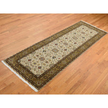 Load image into Gallery viewer, 3&#39;6&quot;x10&#39;3&quot; Khaki Brown, Hereke Design, Hand Spun New Zealand Wool, 300 Kpsi, Hand Knotted, Wide Runner Oriental Rug FWR525744