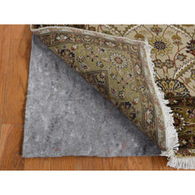 Load image into Gallery viewer, 3&#39;6&quot;x10&#39;3&quot; Khaki Brown, Hereke Design, Hand Spun New Zealand Wool, 300 Kpsi, Hand Knotted, Wide Runner Oriental Rug FWR525744