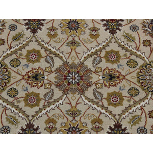 3'6"x10'3" Khaki Brown, Hereke Design, Hand Spun New Zealand Wool, 300 Kpsi, Hand Knotted, Wide Runner Oriental Rug FWR525744
