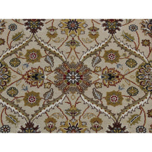 Load image into Gallery viewer, 3&#39;6&quot;x10&#39;3&quot; Khaki Brown, Hereke Design, Hand Spun New Zealand Wool, 300 Kpsi, Hand Knotted, Wide Runner Oriental Rug FWR525744