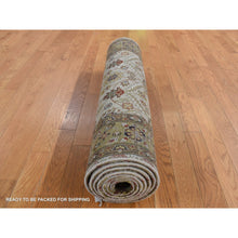 Load image into Gallery viewer, 3&#39;6&quot;x10&#39;3&quot; Khaki Brown, Hereke Design, Hand Spun New Zealand Wool, 300 Kpsi, Hand Knotted, Wide Runner Oriental Rug FWR525744
