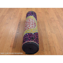 Load image into Gallery viewer, 3&#39;1&quot;x19&#39;3&quot; Goldenrod Yellow, Mamluk Design, Sari Silk With Textured Wool, Hand Knotted, Xl Runner Oriental Rug FWR525750