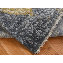 Load image into Gallery viewer, 3&#39;x8&#39; Charcoal Gray, Persian Design, Wool And Pure Silk, Hand Knotted, Wide Runner Oriental Rug FWR525762