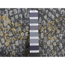 Load image into Gallery viewer, 3&#39;x8&#39; Charcoal Gray, Persian Design, Wool And Pure Silk, Hand Knotted, Wide Runner Oriental Rug FWR525762